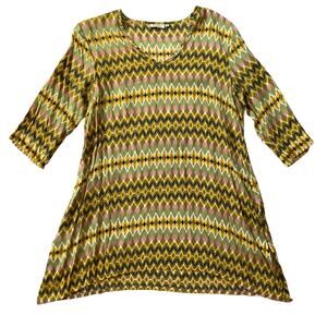 Masai Geometric Chevron Print A-Line Tunic Size M Indie Boho